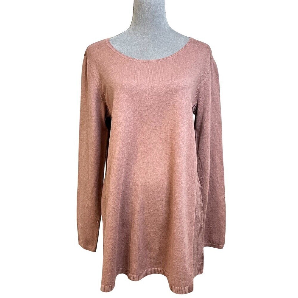 J. Jill Sweater Womens M Pink Knit Tunic Sweater Long Sleeve Workwear Career